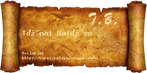 Tápai Balázs névjegykártya
